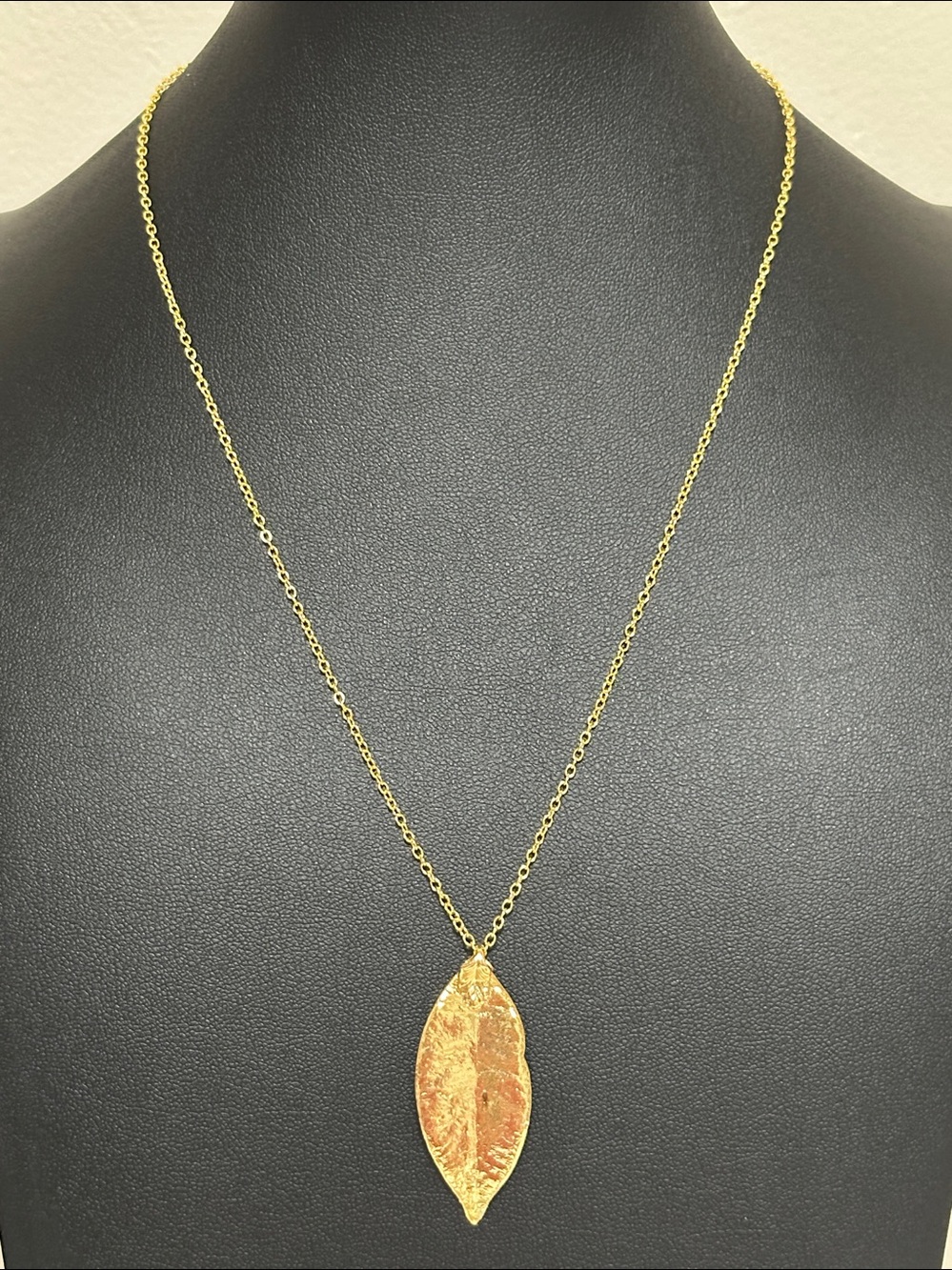 925 Gold Tone Chain with Leaf Pendant Necklace